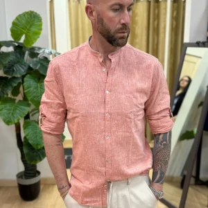Camicia In Lino Koreana BLKS Corallo