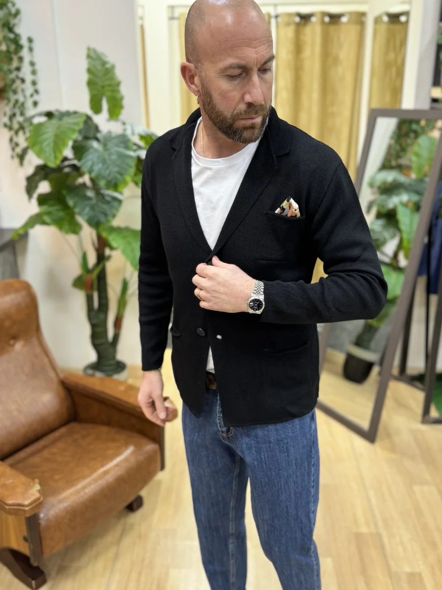 Cardigan/Giacca Cotone Nero - immagine 5