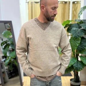 Maglia Scollo V Beige
