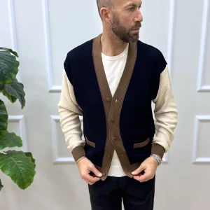 Cardigan Riva Blu/Marrone
