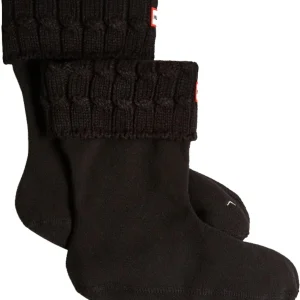 6 Stitch Cable Short Boot Sock Black