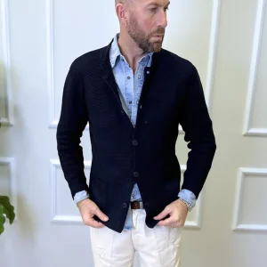 Cardigan Koreano Cotone Blu