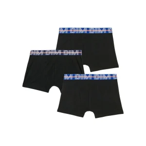 Pacco da 3 boxer bambino in cotone elasticizzato con vita a contrasto, Nero Ecodim