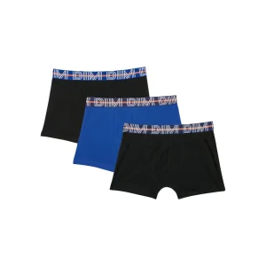 Pacco da 3 boxer da Bambino in cotone elasticizzato con vita a contrasto Blu EcoDim