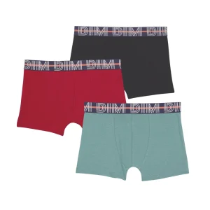 Bambino Pacco da 3 boxer in cotone elasticizzato Rosso Blu Verde EcoDim Classic