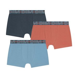 Pacco da 3 boxer da bambino Blu Albicocca Grigio Cotone elasticizzato Kids