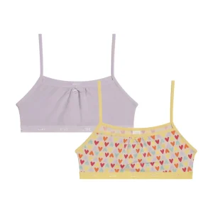 Pacco da 2 brassieres da bambina in cotone elasticizzato con motivo a cuore Pockets