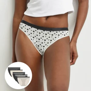 Pacco da 5 slip in cotone elasticizzato bianco nero floreale Les Pockets
