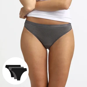 Pacco da 3 perizomi neri e grigi - Les Pockets Coton Stretch