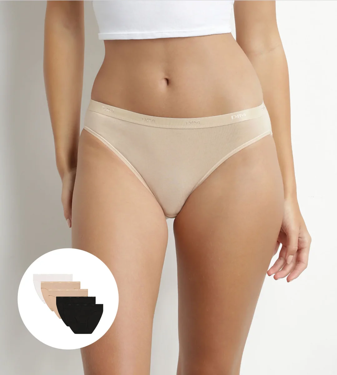 Pacco da 5 slip in cotone elasticizzato Les Pockets Ecodim Nero Nudo Bianco