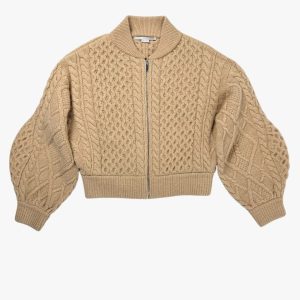STELLA McCARTNEY – CARDIGAN CON CERNIERA LANA BEIGE TG. 40 – SHW