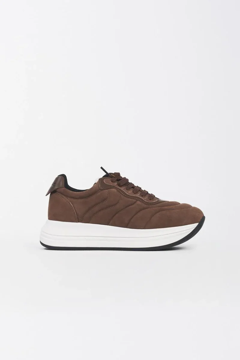 Sneaker Merry Pump in Pelle Imbottita Marrone - immagine 2