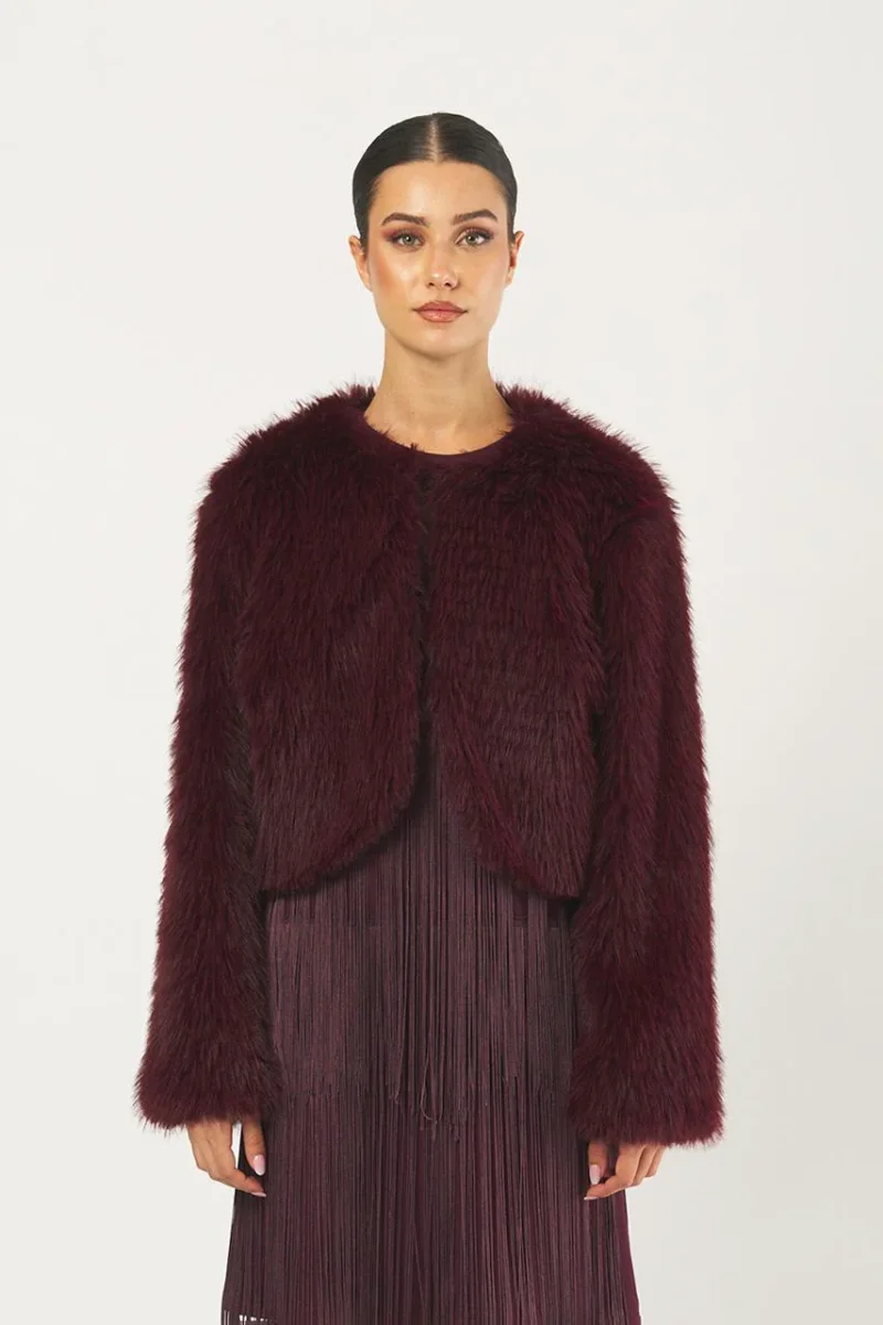 Cappotto Ecopelliccia Bordeaux Regular Fit