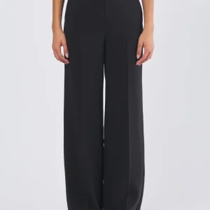 Pantalone Palazzo in Crêpe Leggero con Nastro Logo