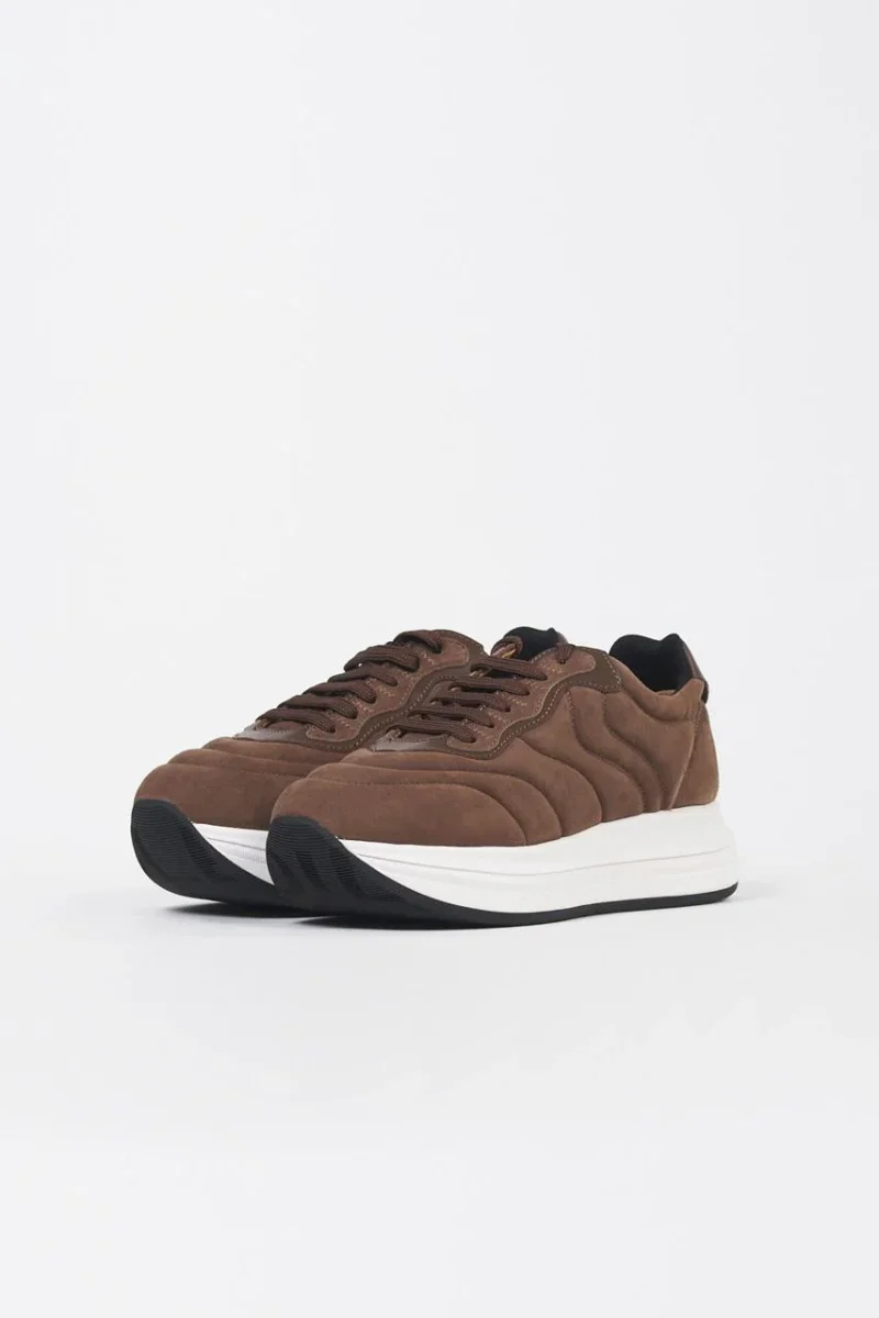 Sneaker Merry Pump in Pelle Imbottita Marrone - immagine 4
